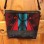 Red/Black/Turquoise wool and leather tote bag