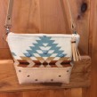 Turquoise/cream Rancho wool and leather handbag