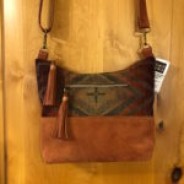 Brown Suede Leather and Rust Wool Cross-body Purse
