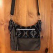 Gray and Black Wool/Leather Cross-body Purse
